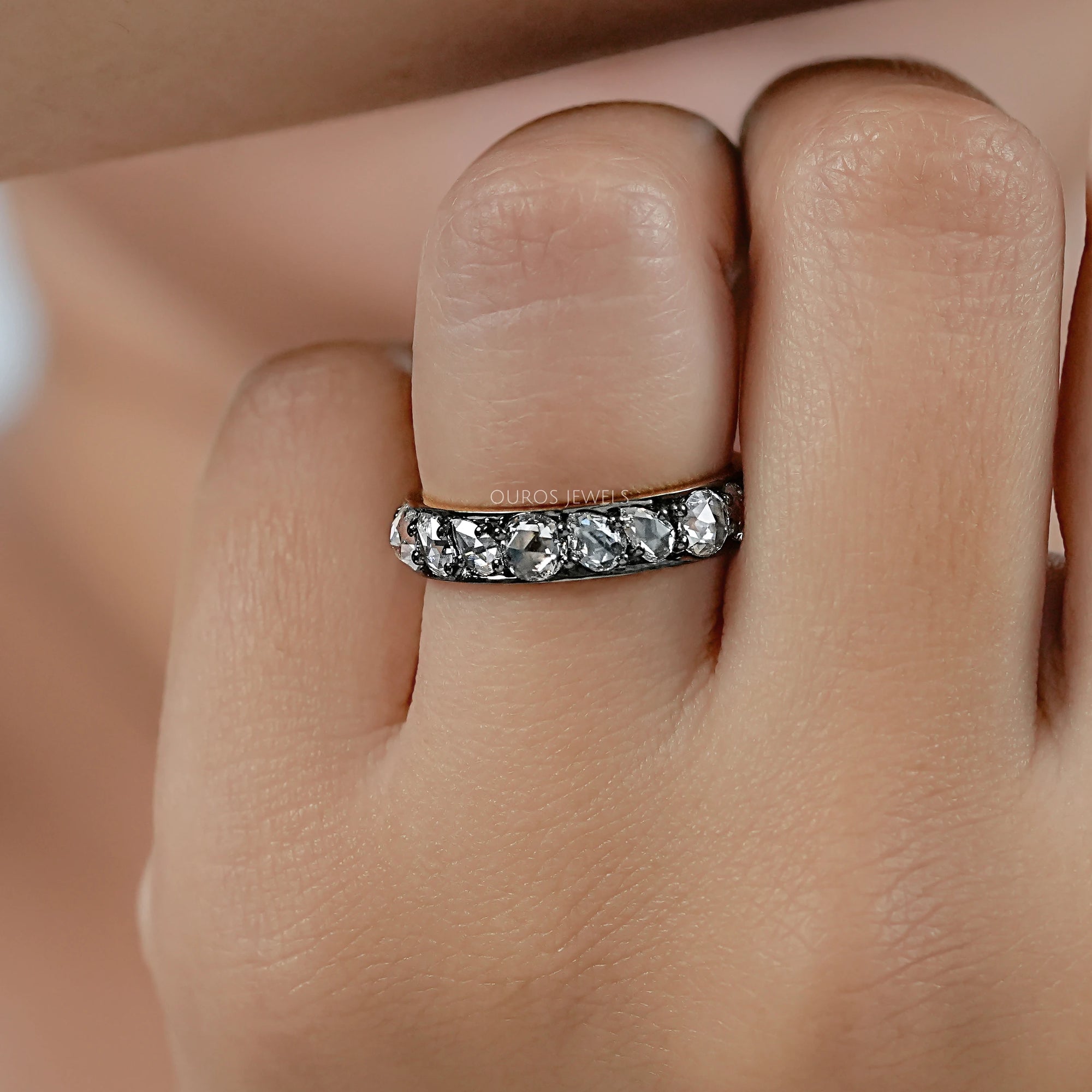 Rose Cut Diamond Eternity Wedding Band Rings