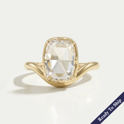 Rose Cut Elongated Cushion Curved Ring