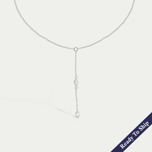 Rose Cut Oval And Round Diamond Lariat Necklace Necklaces