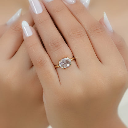East West Rose Cut Oval Diamond Solitaire Ring Ring