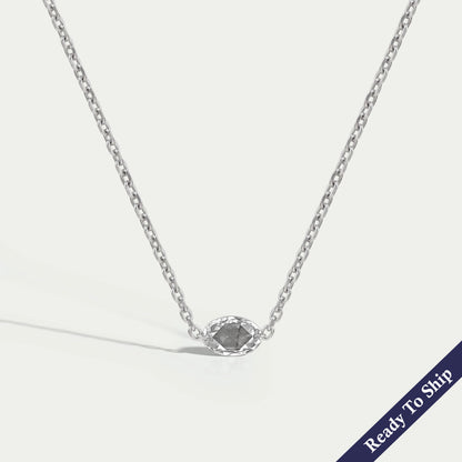 East West Rose Cut Oval Diamond Solitaire Necklace