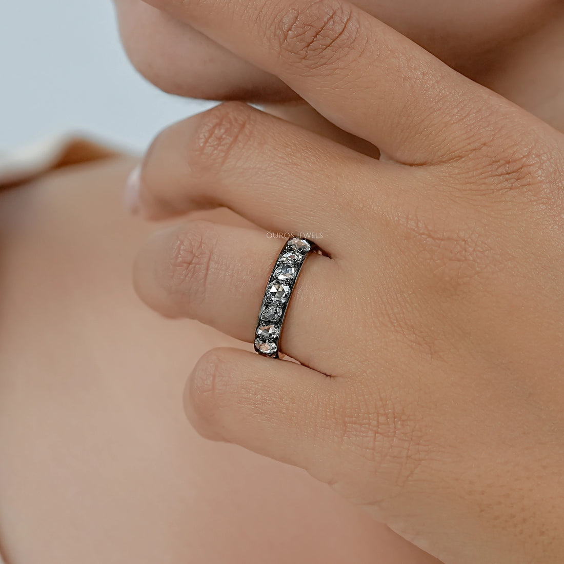 Rose Cut Diamond Eternity Wedding Band Rings