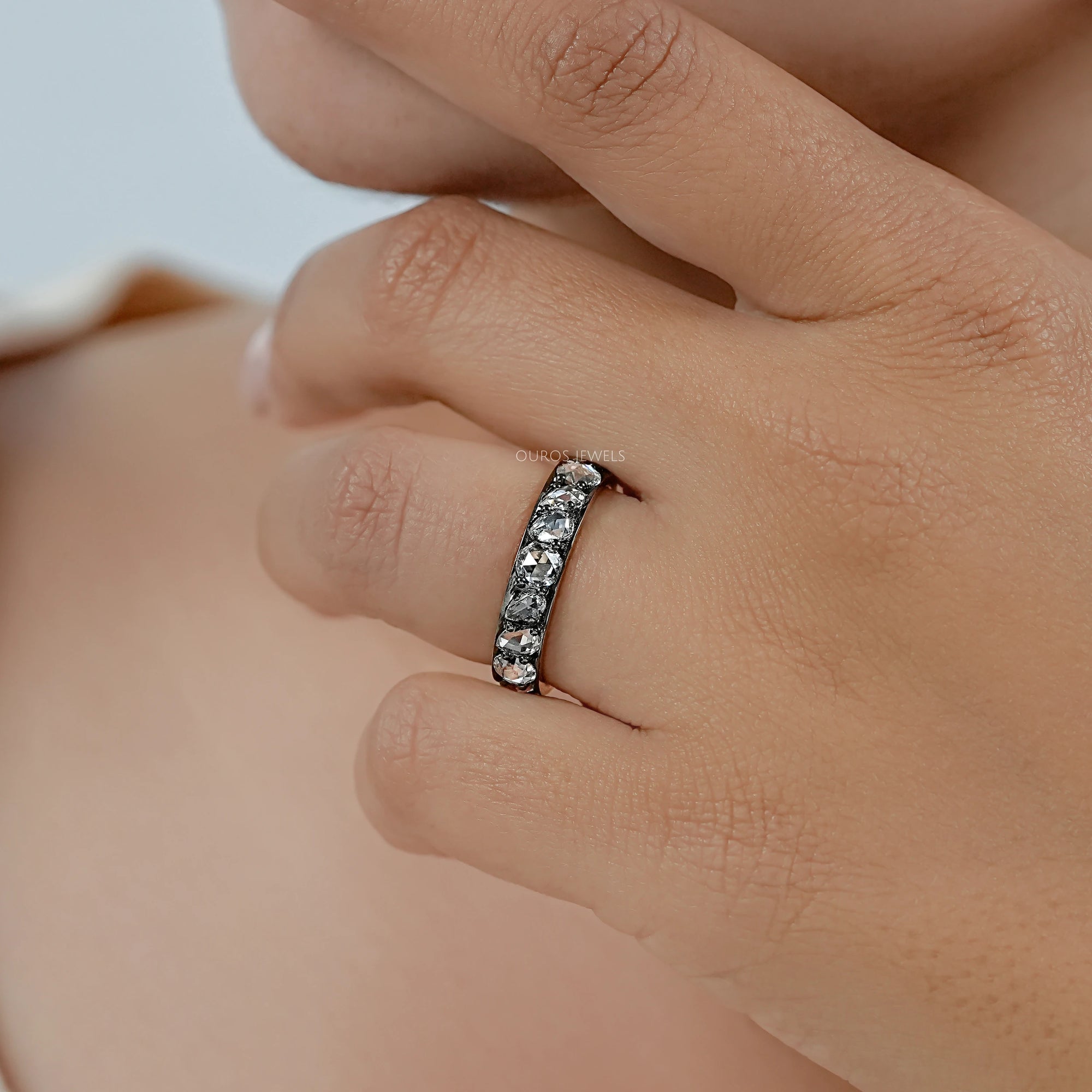Rose Cut Diamond Eternity Wedding Band Rings