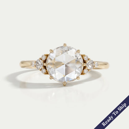 Rose Cut Round Diamond Solitaire Accent Ring Ring