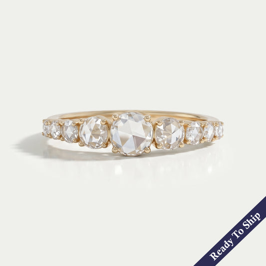 Rose Cut Round Diamond Accent Engagement Ring Ring