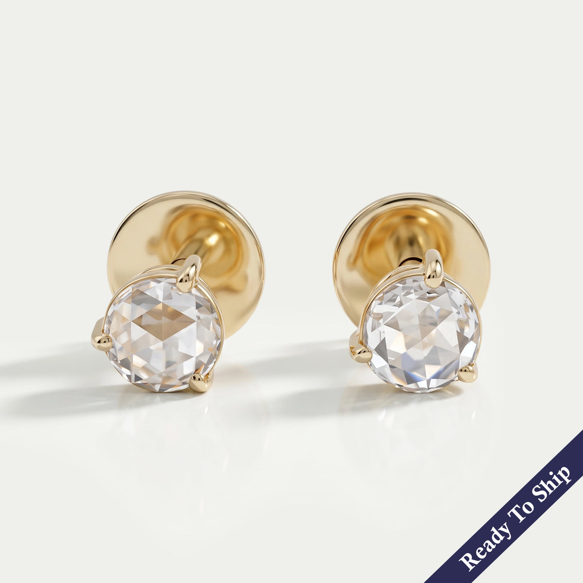 Rose Cut Round Lab Diamond Stud Earrings Earring