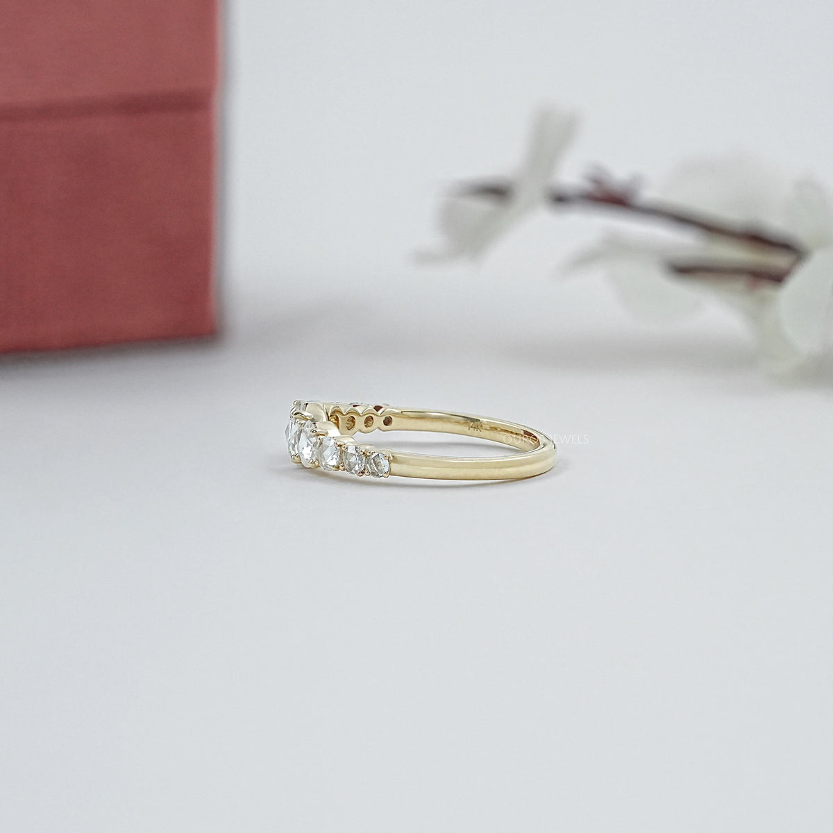 Rose Cut Round Diamond Accent Engagement Ring