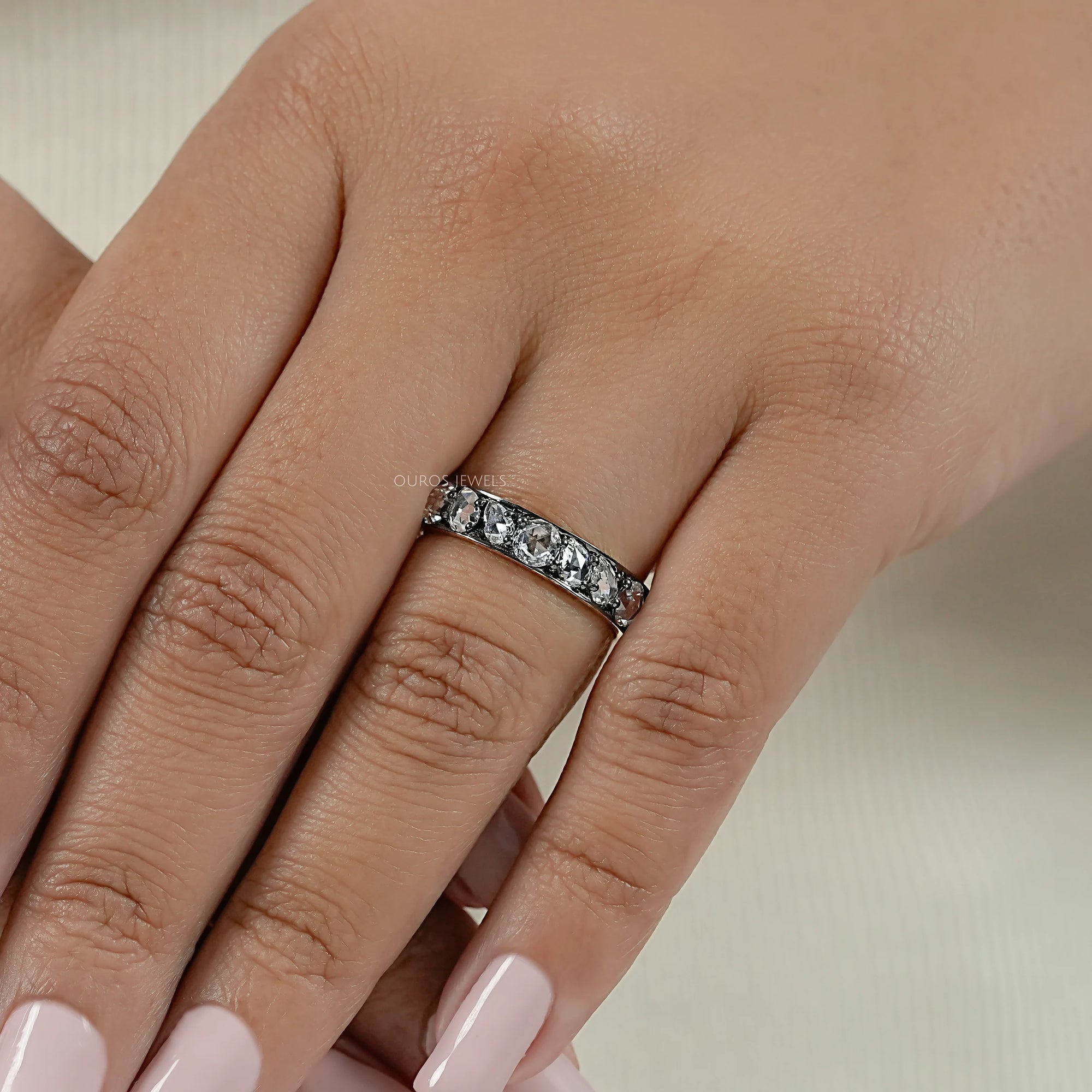 Rose Cut Diamond Eternity Wedding Band Rings