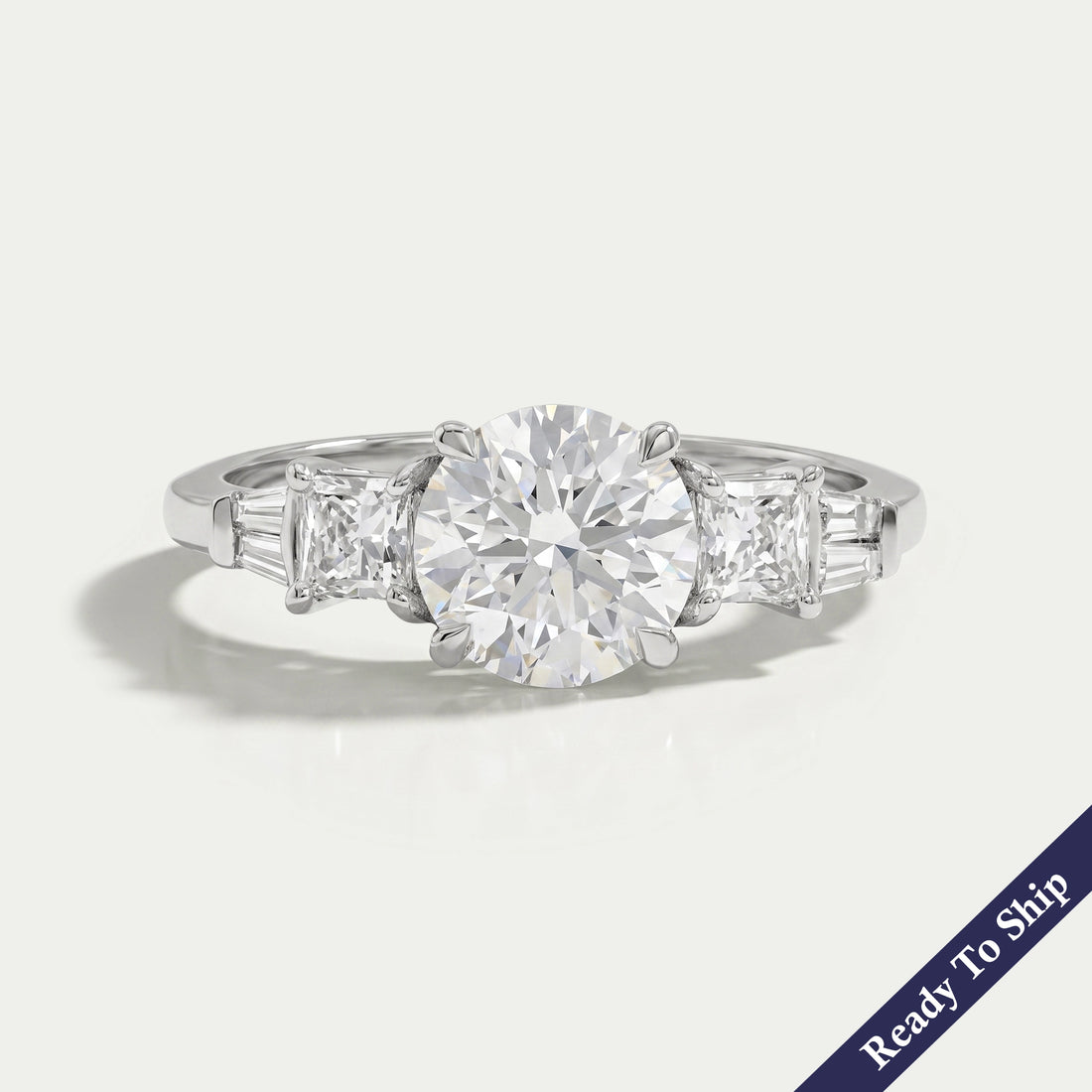 Round And Princess Diamond Seven Stone Engagement Ring Rings