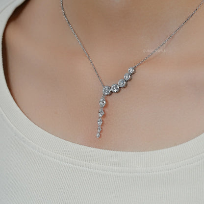 Round Lab Diamond Y - Lariat Necklace Necklaces