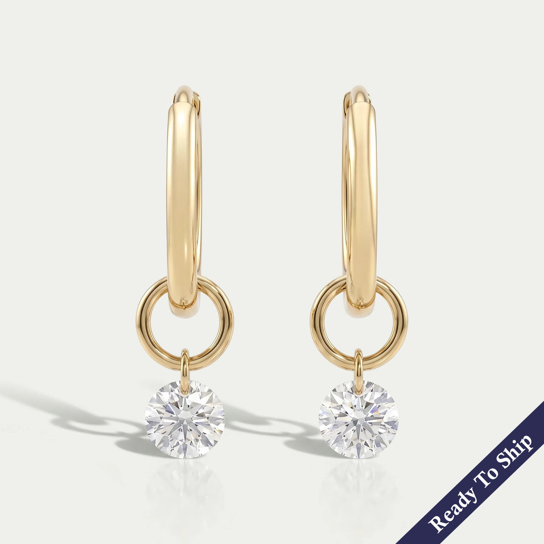 Round Diamond Charm Dangle Hoop Earrings Earring