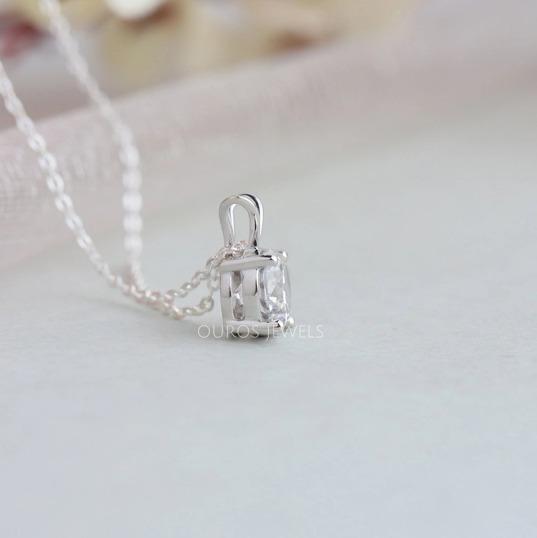 Round Lab Grown Diamond Bail Pendant Necklaces