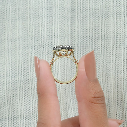 Round Diamond Black Enamel Solitaire Ring Ring