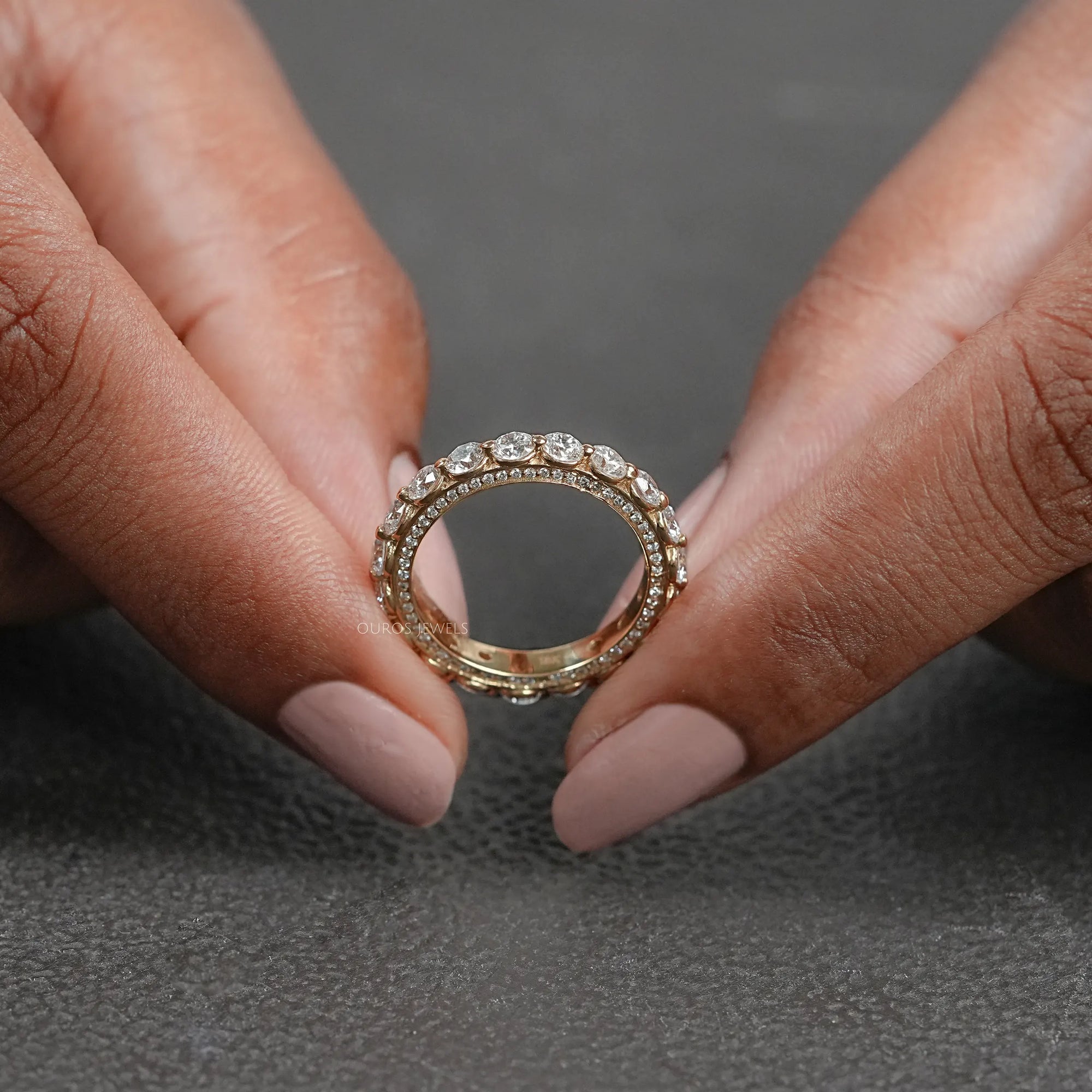 Round Diamond Hidden Eternity Wedding Band