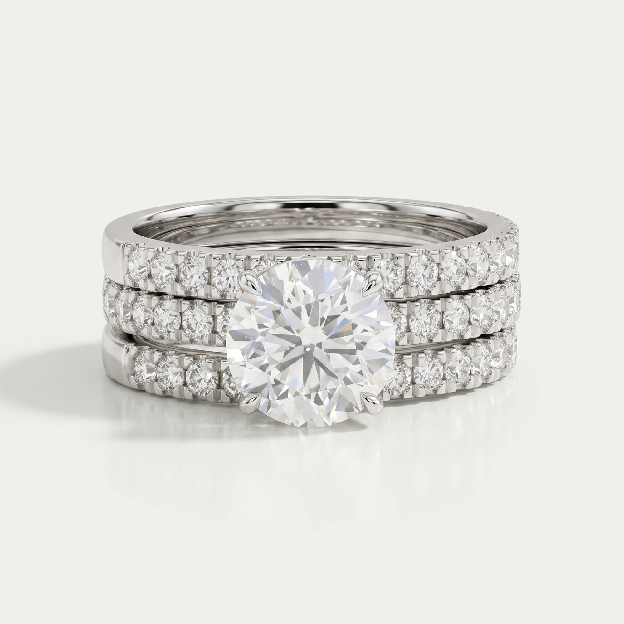 Round Cut Solitaire Accent Diamond Bridal Ring Set Rings