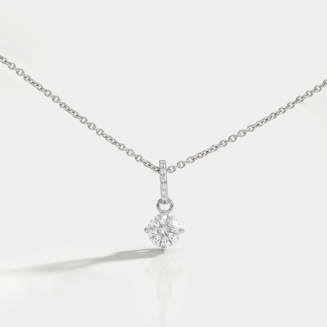 Classic Solitaire Round Cut Lab Grown Diamond Bail Pendant Necklaces