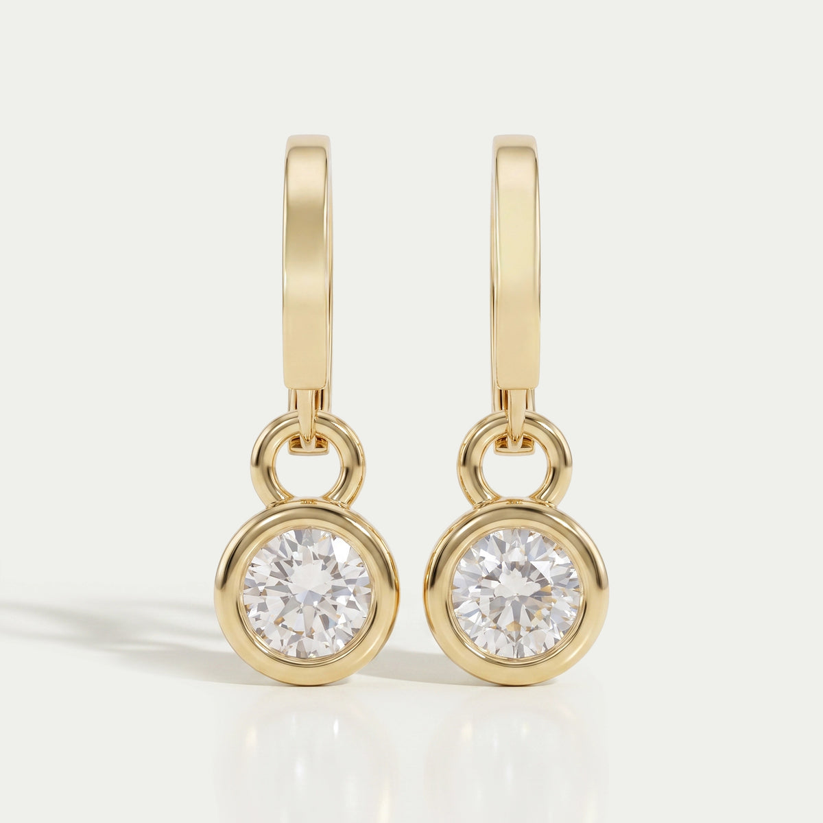 Round Diamond Bezel Set Hoop Earrings