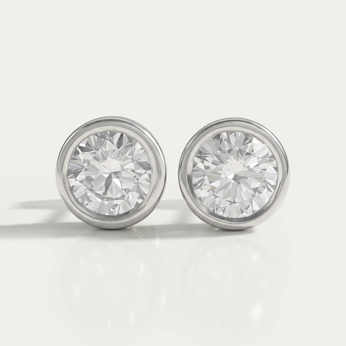 Round Lab Diamond Bezel Stud Earrings Earrings