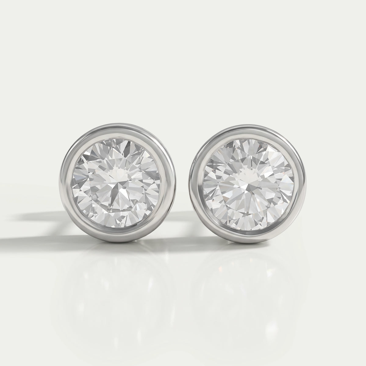 Round Lab Diamond Bezel Stud Earrings Earrings