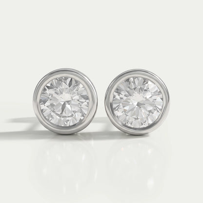 Round Lab Diamond Bezel Stud Earrings Earrings
