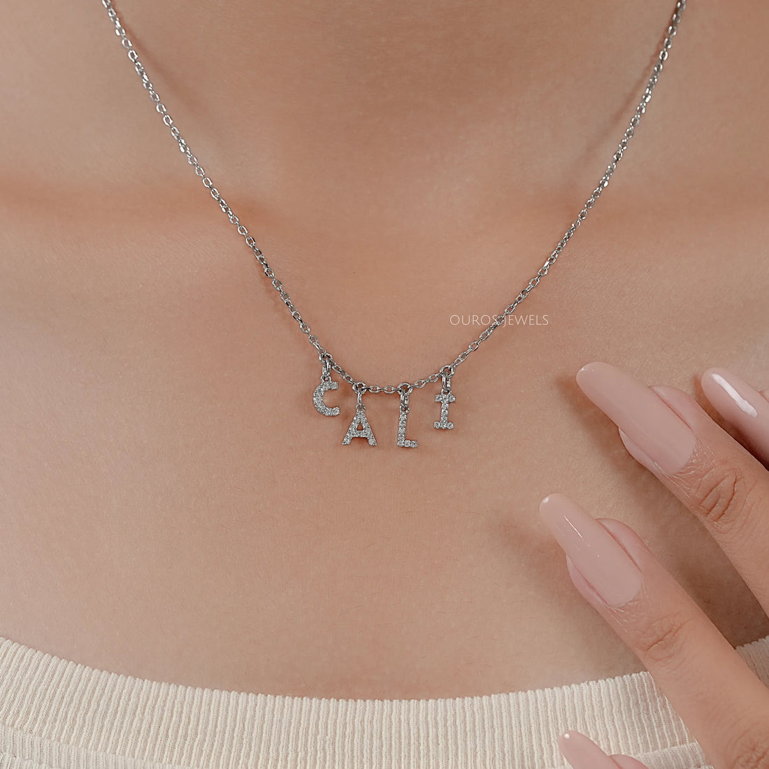 CALI Letter Round Diamond Customize Pendant Necklaces
