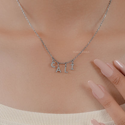 CALI Letter Round Diamond Customize Pendant Necklaces