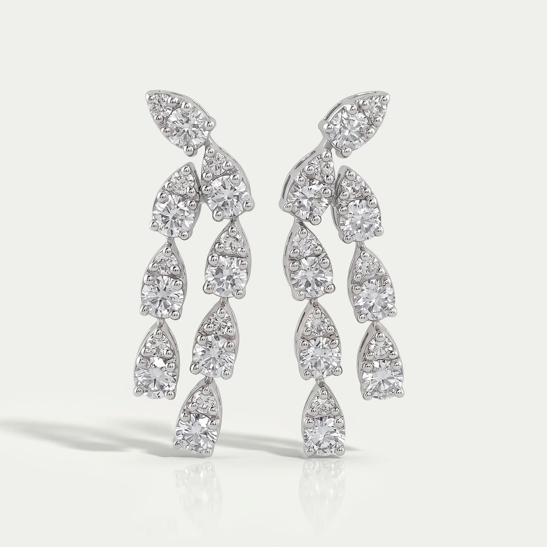 Round Cut Lab Diamond Curved Dangle Earring