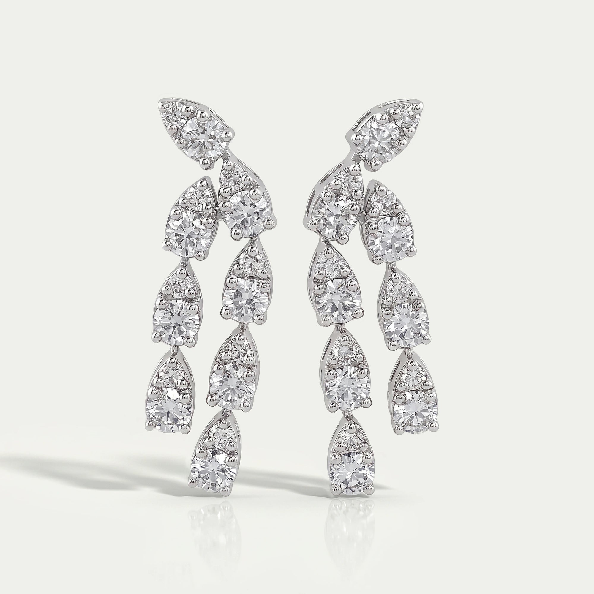 Round Cut Lab Diamond Curved Dangle Earring