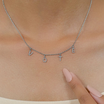 Customize VOTE Letter Round Cut Pendant Necklaces