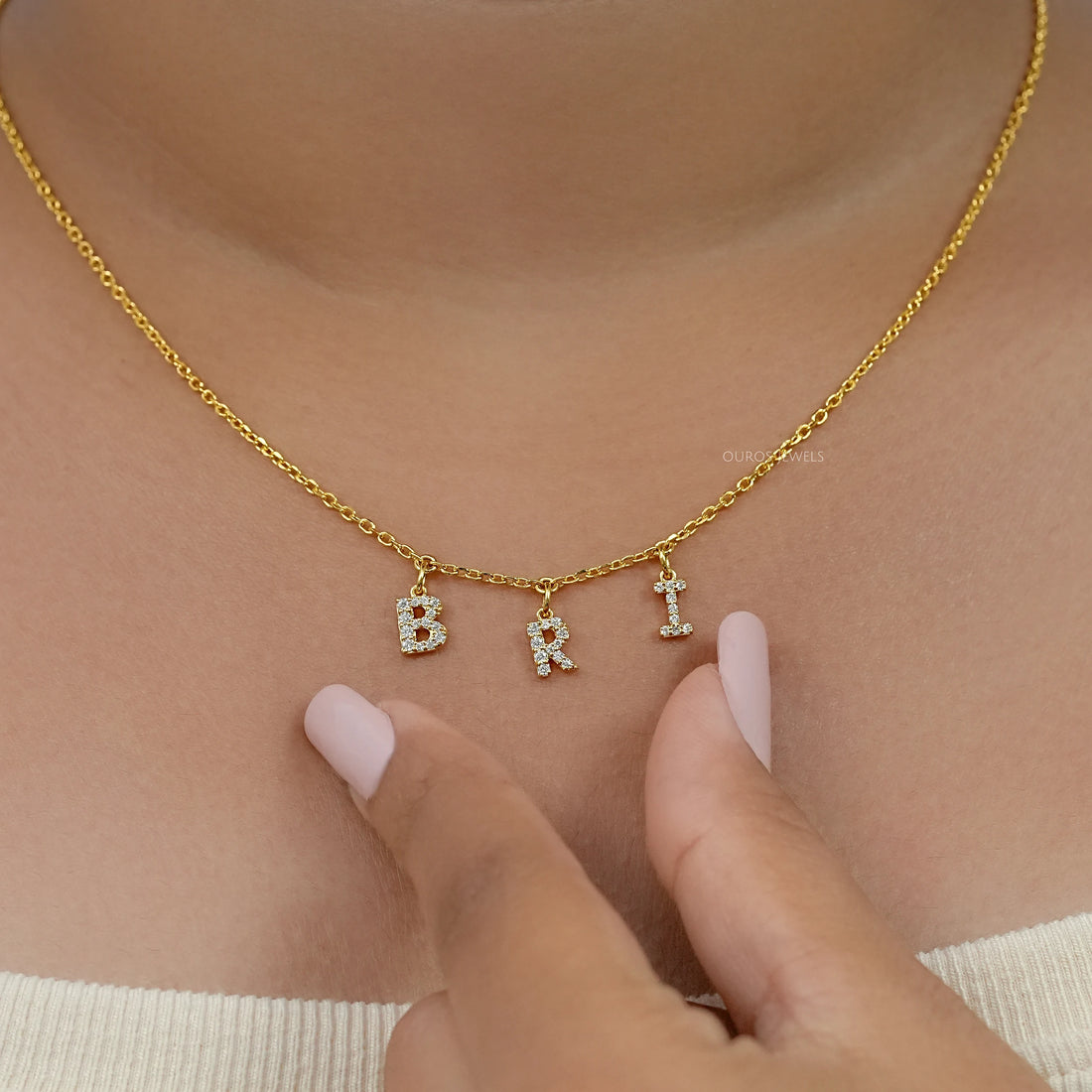 BRI Letter Customize Round Lab Pendant Necklaces