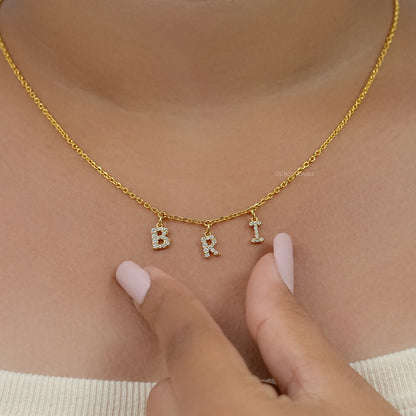 BRI Letter Customize Round Lab Pendant Necklaces