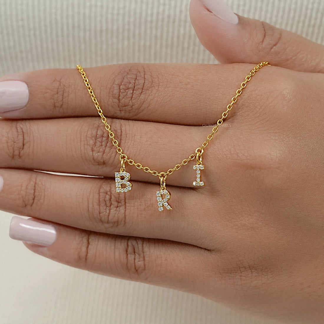 BRI Letter Customize Round Lab Pendant Necklaces
