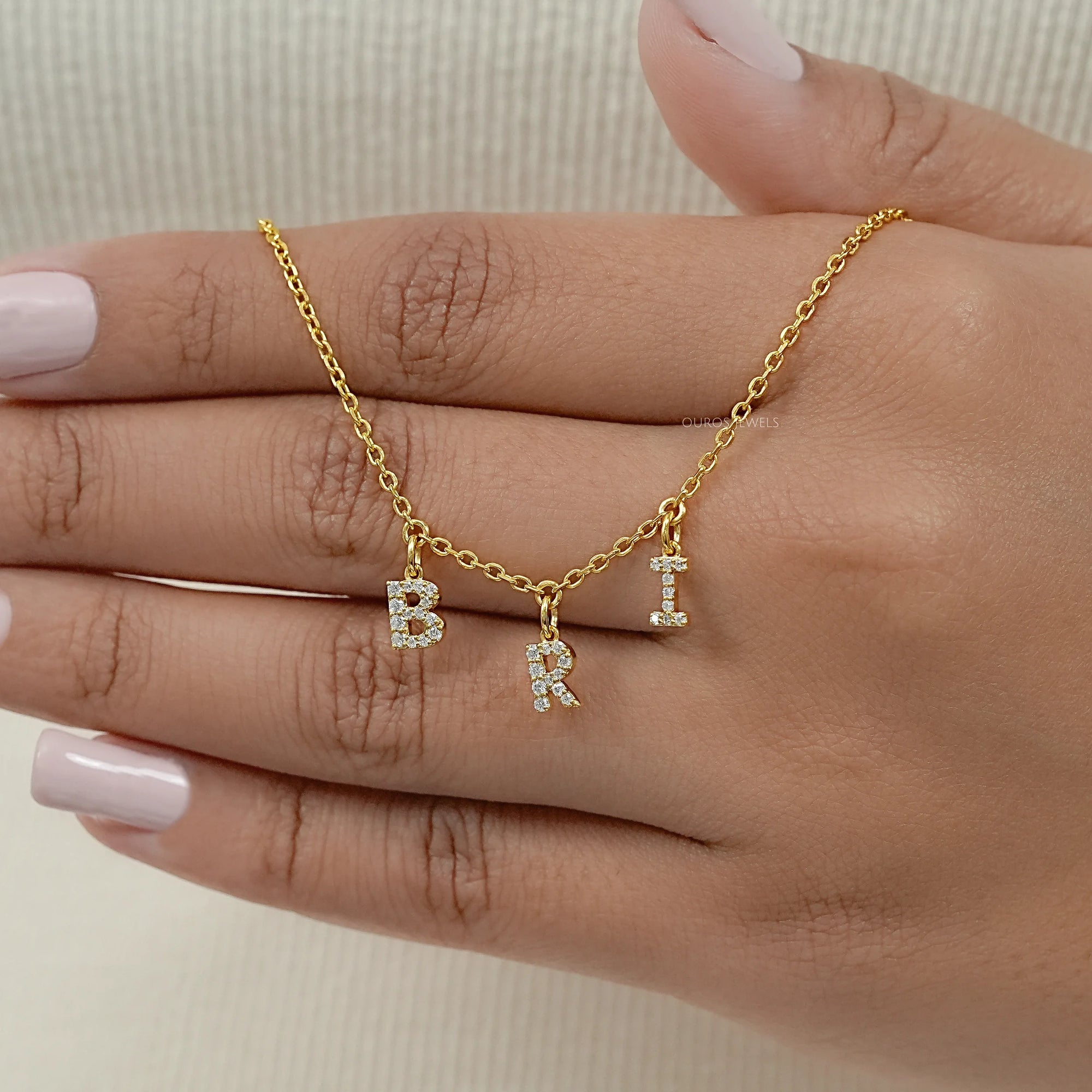 BRI Letter Customize Round Lab Pendant Necklaces