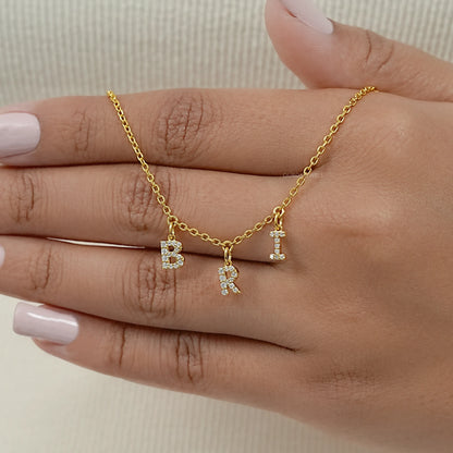 BRI Letter Customize Round Lab Pendant Necklaces