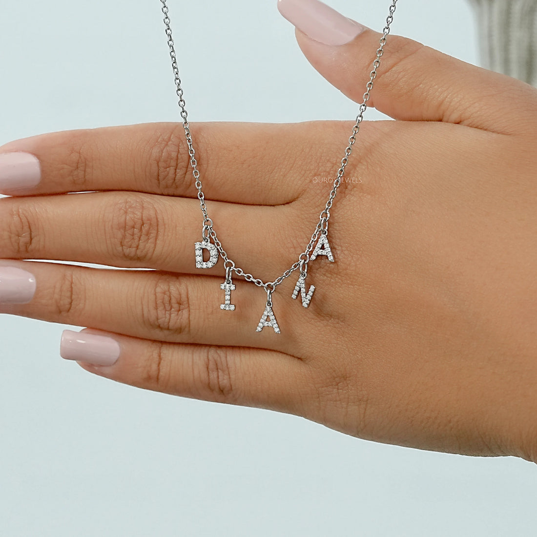 DIANA Letter Round Cut Customize Pendant Necklace Necklaces