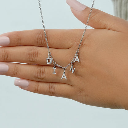 DIANA Letter Round Cut Customize Pendant Necklace Necklaces