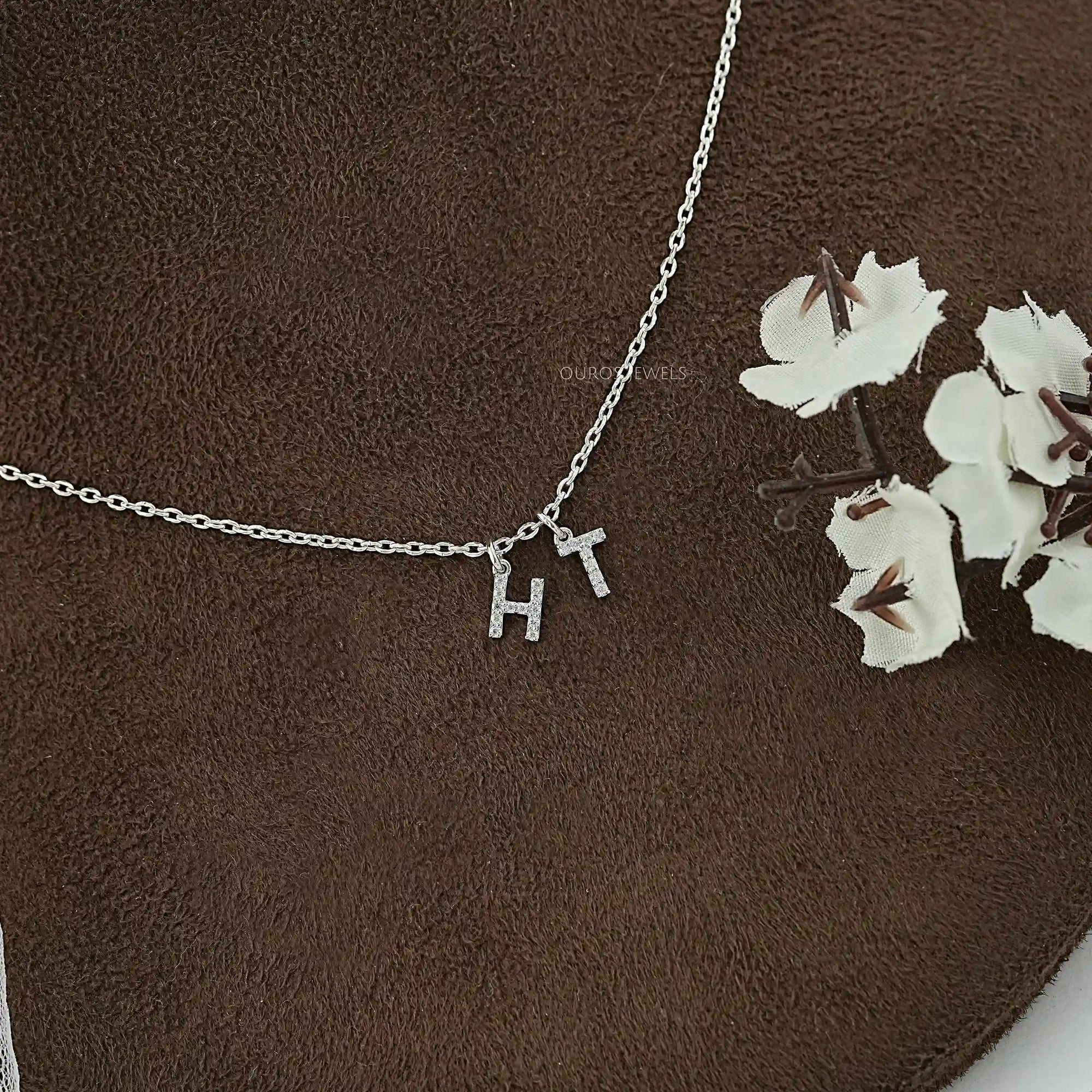 Charms Letter Round Diamond Pendant Necklaces