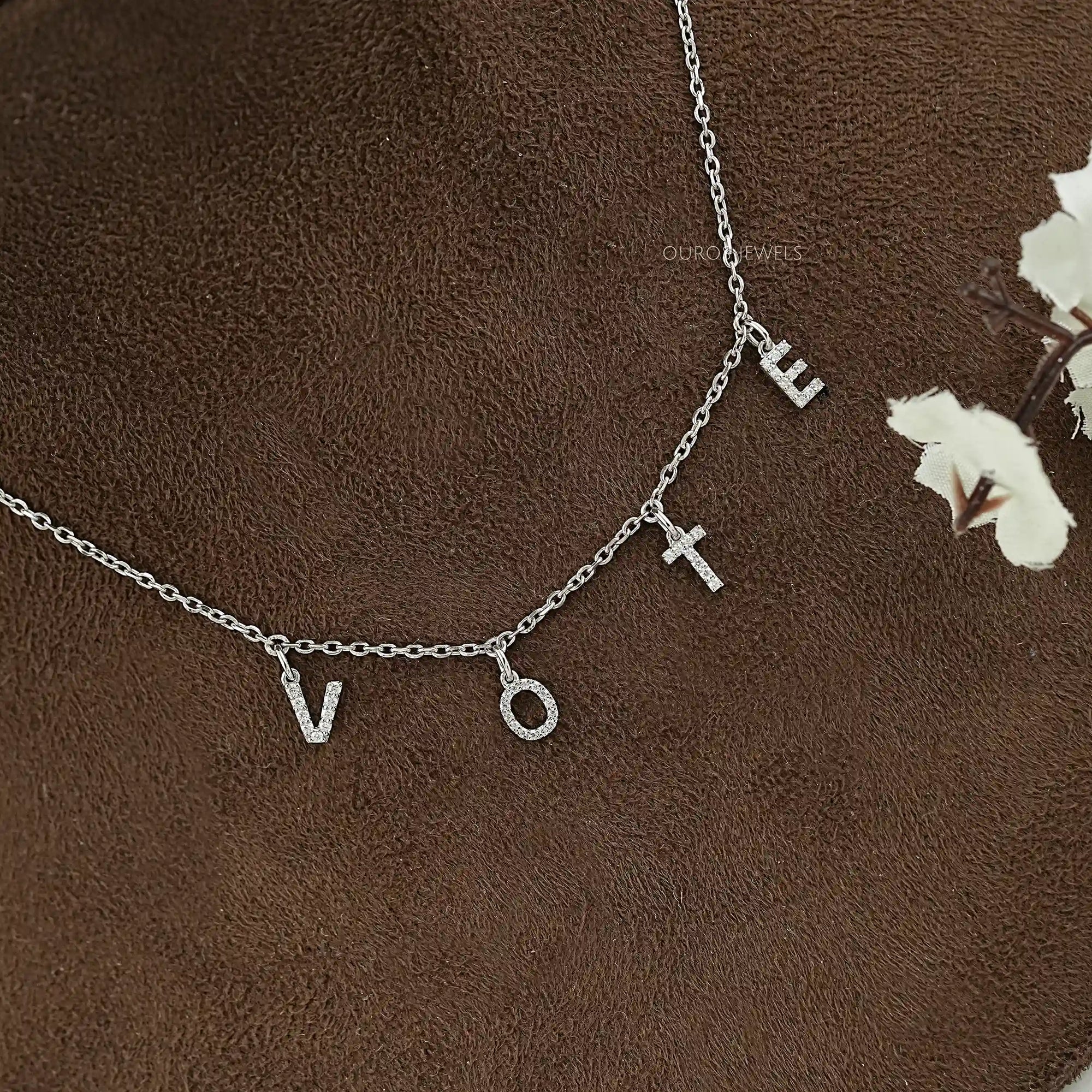 Customize VOTE Letter Round Cut Pendant Necklaces