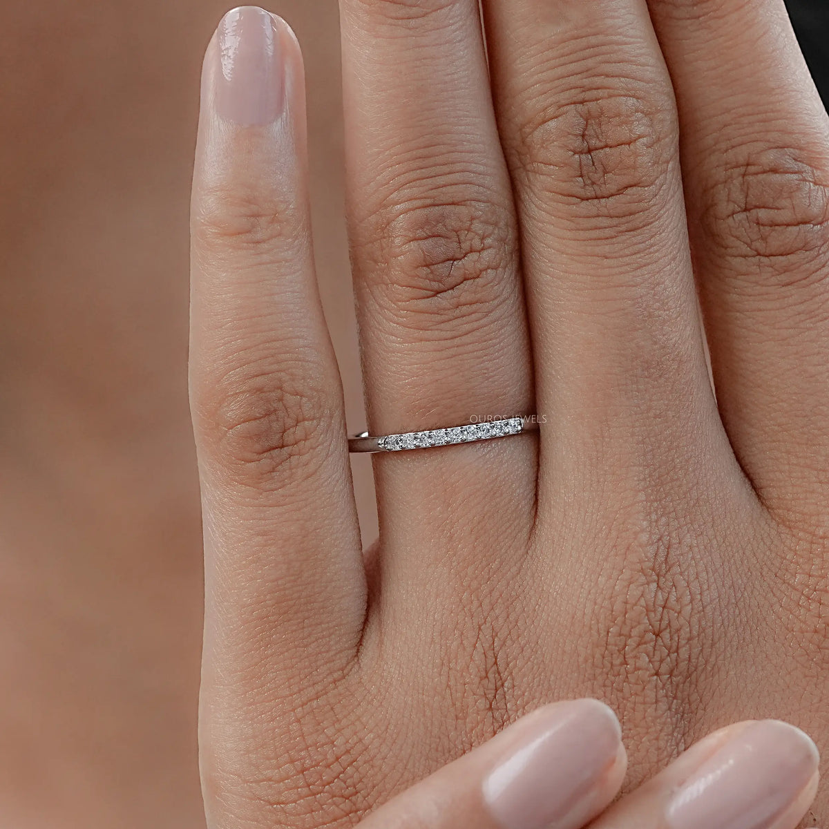 Round Lab Diamond Pave Set Wedding Band Rings