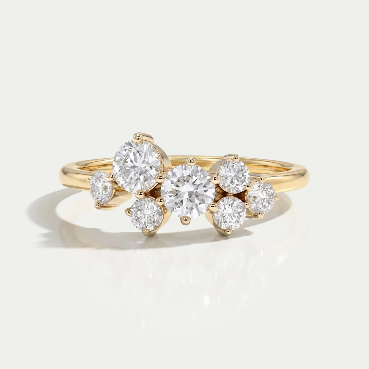 Round Lab Diamond Cluster Dainty Wedding Ring Rings