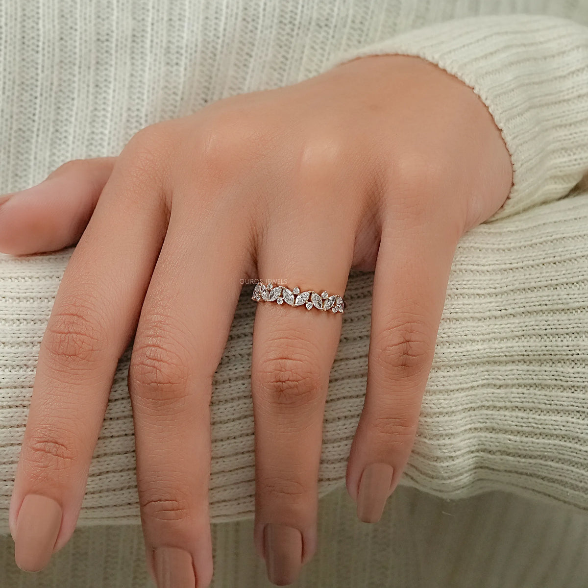 Marquise And Round Lab Diamond Dainty Ring Ring