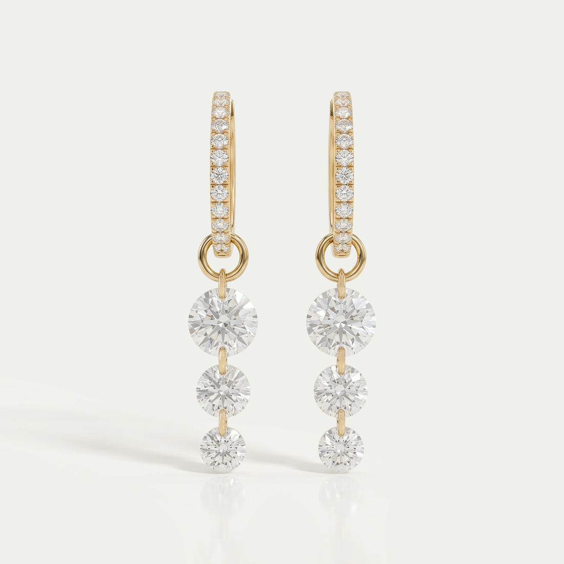 Three Stone Lab Diamond Dangle Hoop Earrings Earring