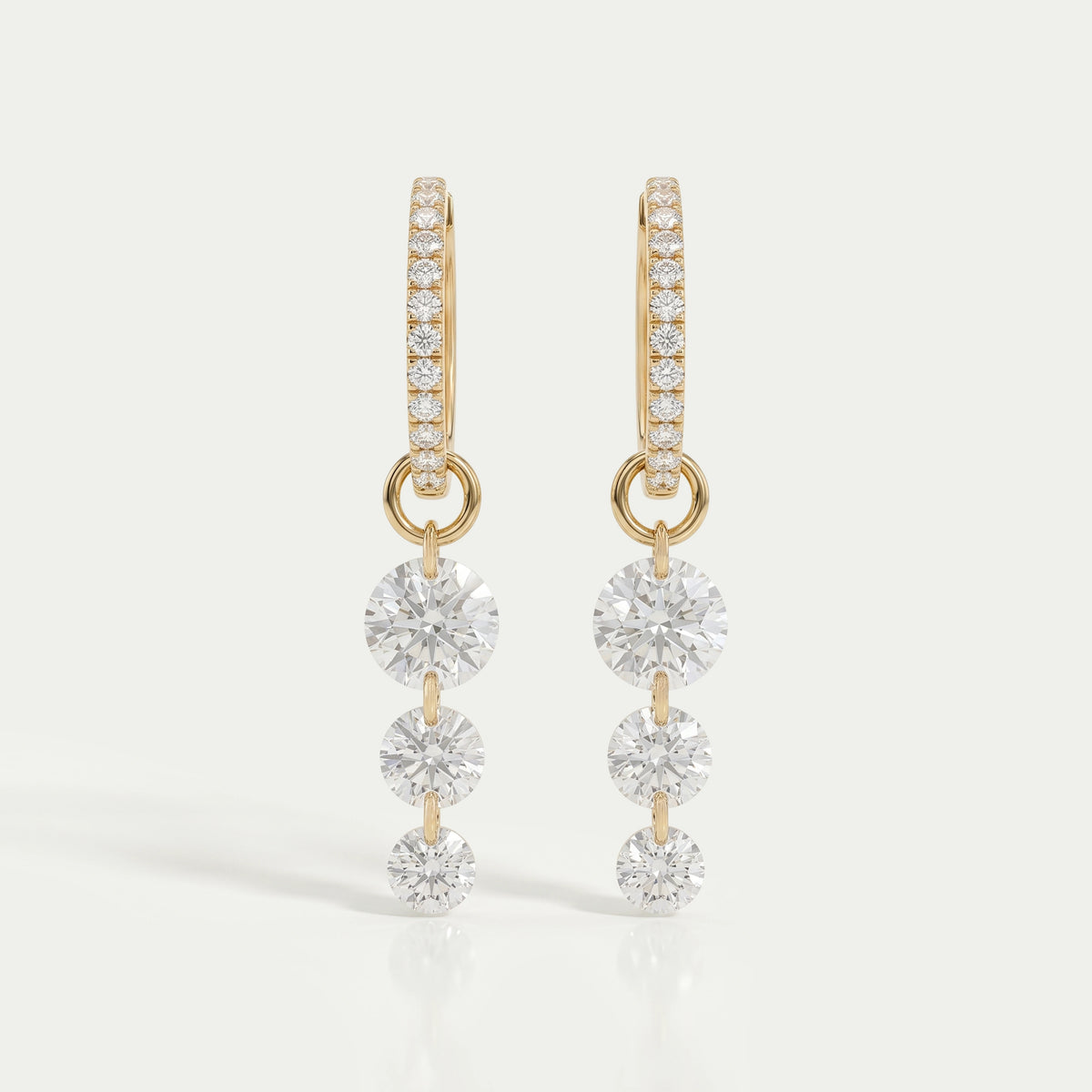 Three Stone Lab Diamond Dangle Hoop Earrings Earring