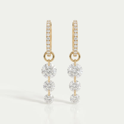 Three Stone Lab Diamond Dangle Hoop Earrings Earring