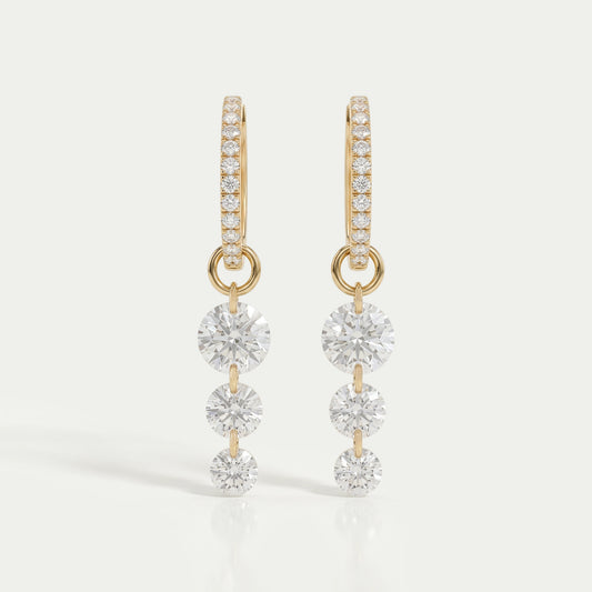 Three Stone Lab Diamond Dangle Hoop Earrings Earring