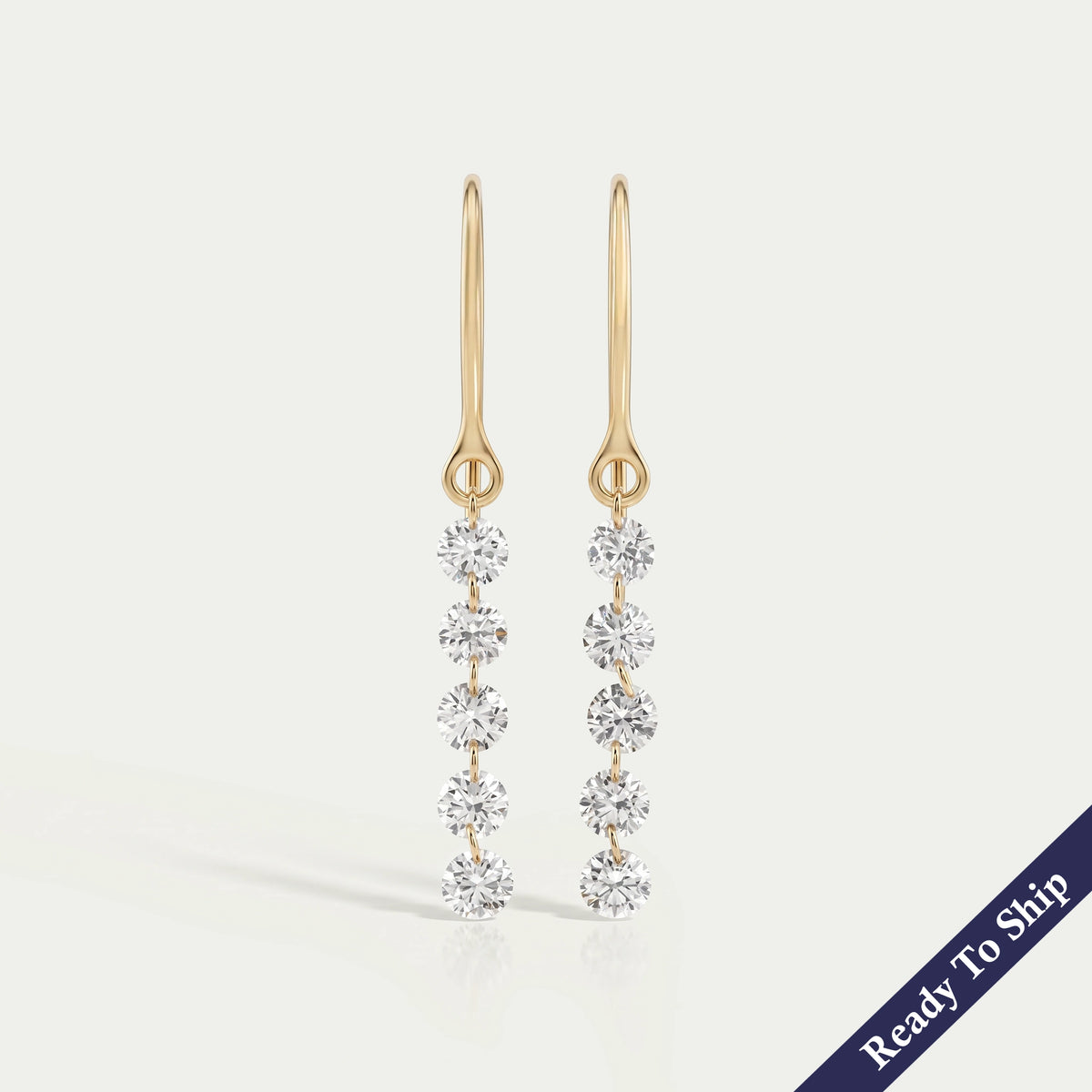 Lab Grown Round Diamond Wire Hook Back Dangle Earrings