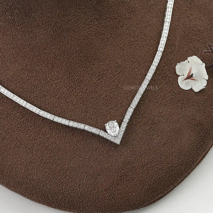 Heart And Round Cut Diamond Tennis Necklace
