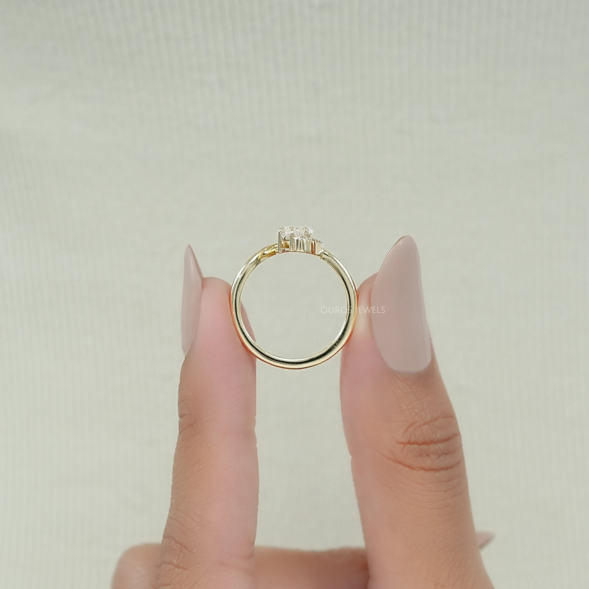Marquise Lab Diamond Half Halo Bypass Ring Ring
