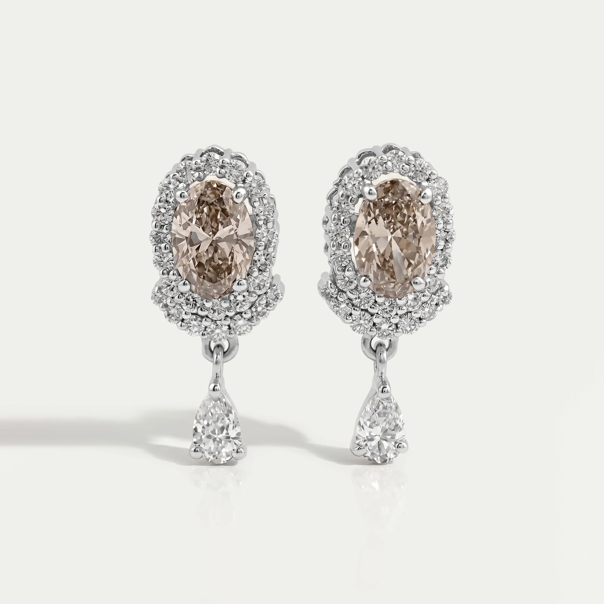 Olive Oval Cut Lab Diamond Drop Earrings