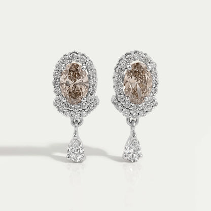 Olive Oval Cut Lab Diamond Drop Earrings